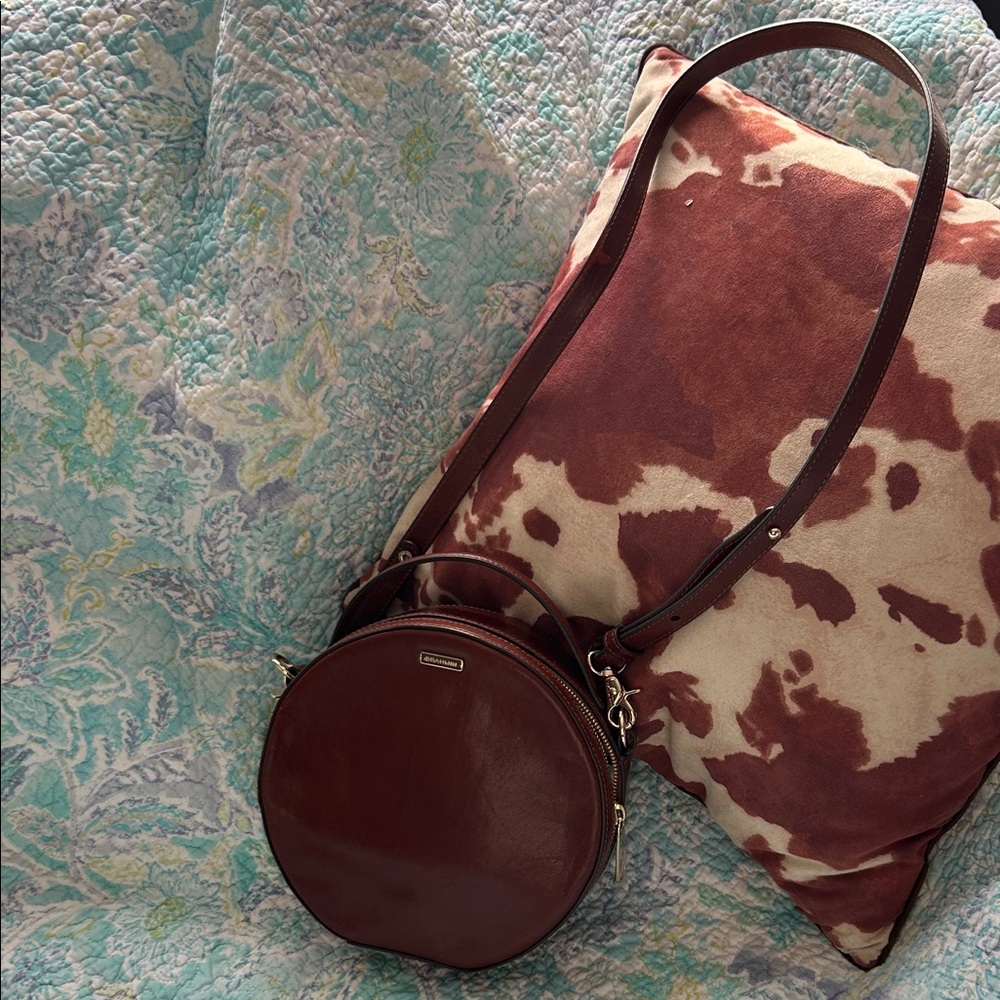 Brahmin Rich Brown Round Crossbody Bag